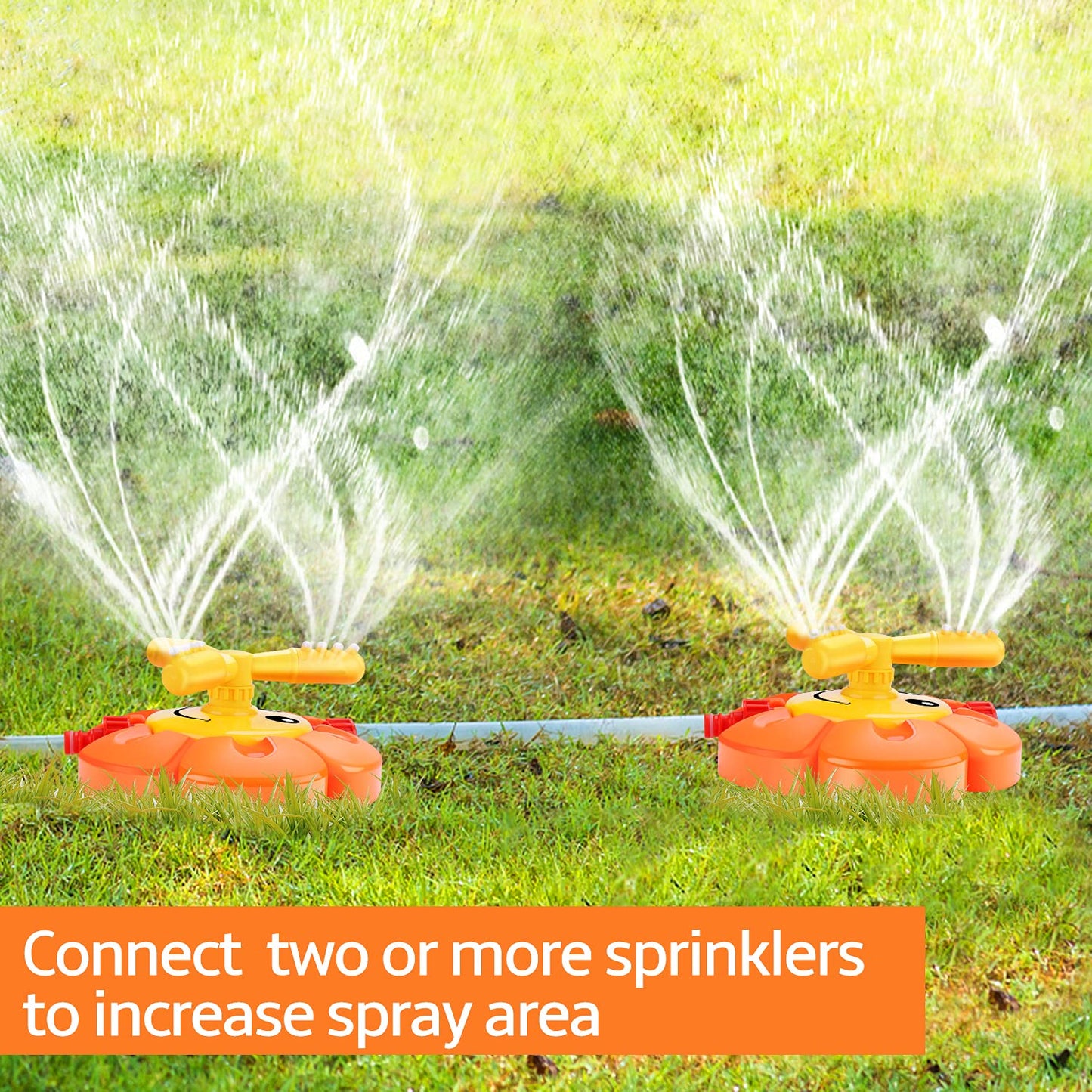 Water Sprinkler for Kids Toddlers Sprinklers with Roating Spray Nozzles Attaches Garden Water Hose Outdoor Play Outside Toys 3-4 Summer Backyard Lawn Game Yard Water Toy for Kids 3-5 4-8 Boy Girl
