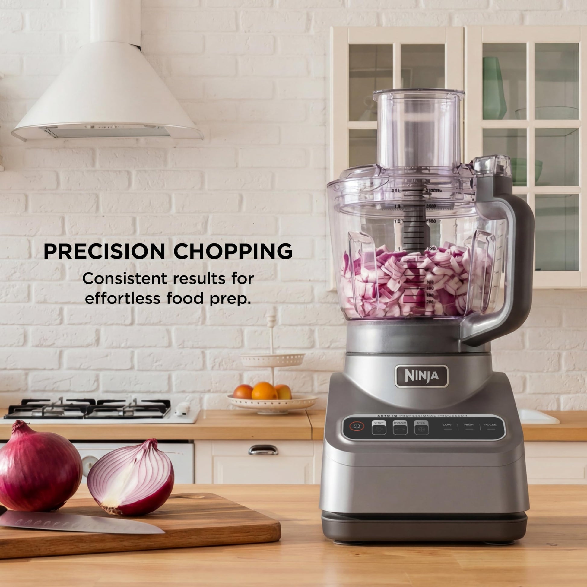 Ninja Professional Plus Food Processor 850-Watts With Auto-iQ Preset Programs Chop Puree Dough Slice Shred With a 9-Cup Capacity and a Silver Stainless Finish (BN600C) - Canadian Version