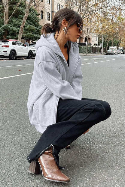 PRETTYGARDEN Women's Fall Zip Up Hoodies Sweatshirts Grey,M 🍁 All In One Marketplace Canada