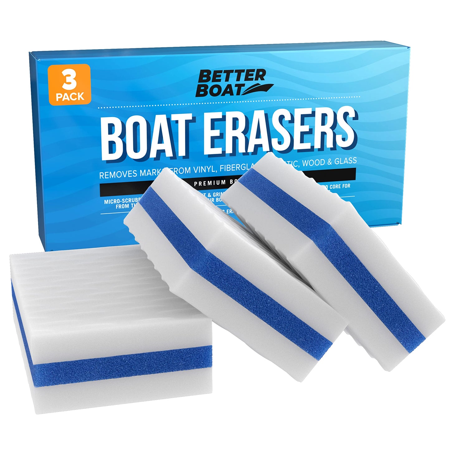 3PK Premium Boat Scuff Erasers, Boating Accessories for Cleaning, Gift for Pontoon, Fishing, Jon Boats, Decks, Vinyl and Hull Cleaner, Gadgets for Men and Women - Available at All In One Marketplace Canada