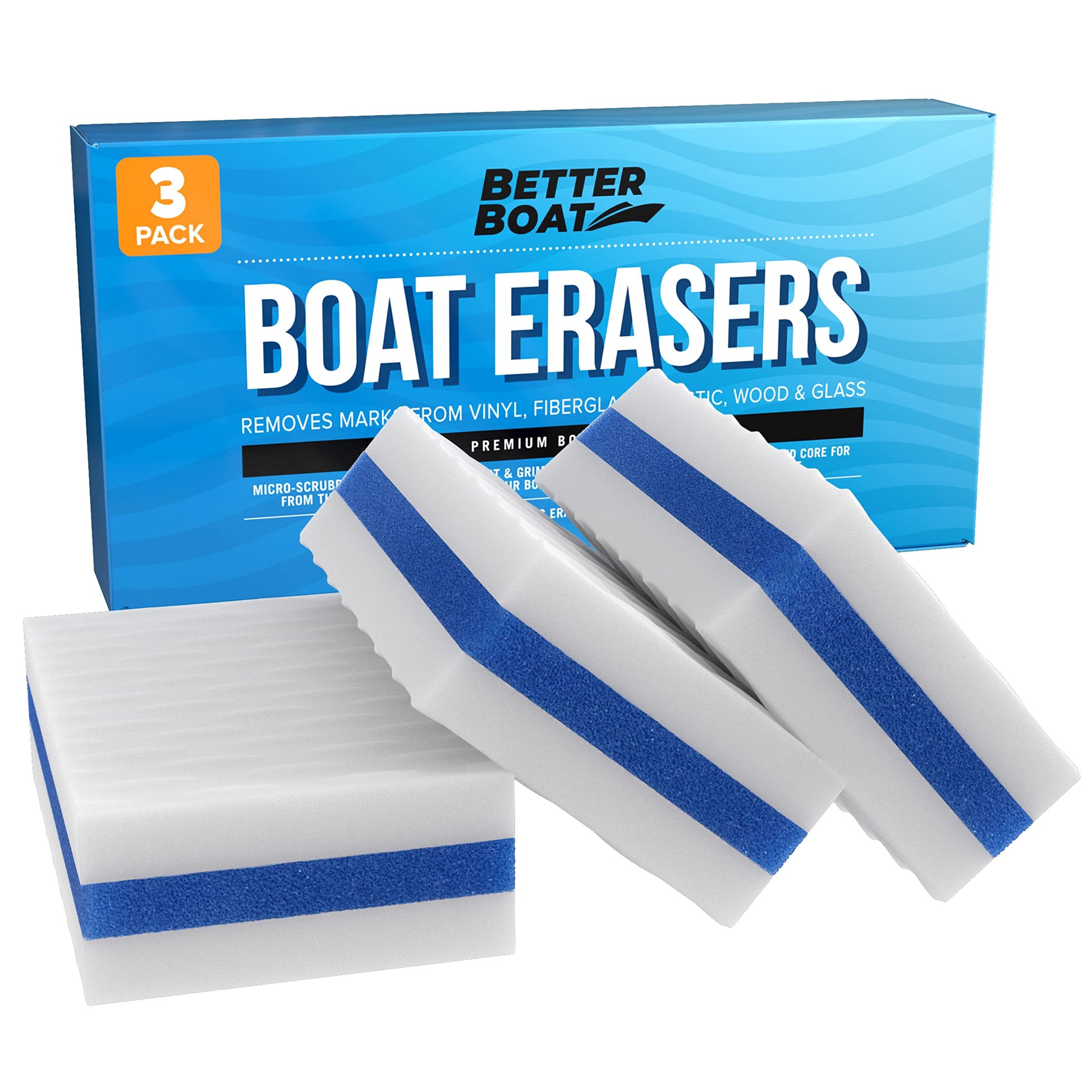 3PK Premium Boat Scuff Erasers, Boating Accessories for Cleaning, Gift for Pontoon, Fishing, Jon Boats, Decks, Vinyl and Hull Cleaner, Gadgets for Men and Women - Available at All In One Marketplace Canada