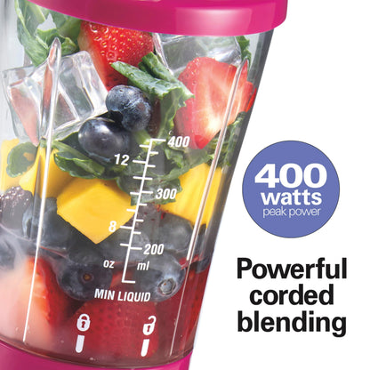 Hamilton Beach Personal Blender for Smoothies & Protein Shakes, Portable Single Serve Blender with Travel Lid, 14 oz BPA-Free Jar, 175W, Compact Countertop Blender, Raspberry, 51131G 🍁 All In One Marketplace Canada