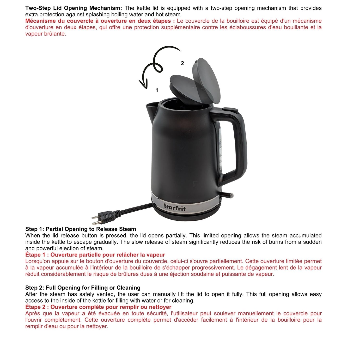 Starfrit Electric Kettle - 1.7L Capacity - Water Level Indicator - Automatic Shut-Off - 1500W – Black 🍁 All In One Marketplace Canada