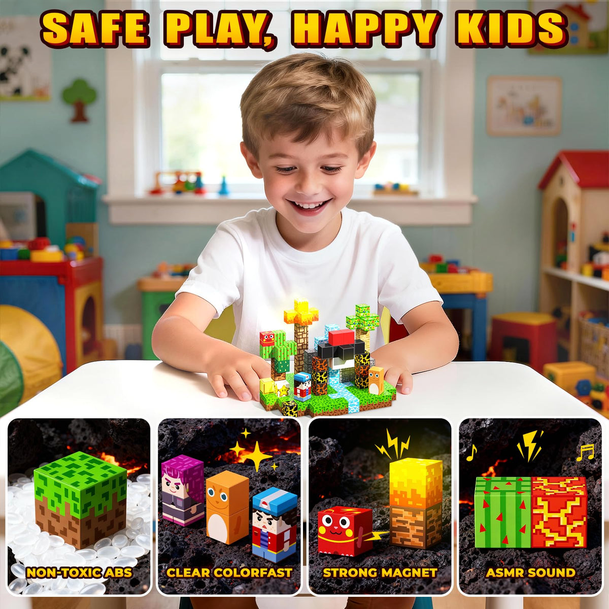 SSAWER Magnetic Blocks, 208PCS Light Up Building Cube Toys Gifts for Kids 🍁 All In One Marketplace Canada