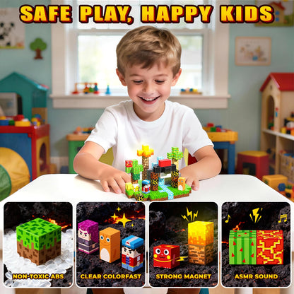 SSAWER Magnetic Blocks, 208PCS Light Up Building Cube Toys Gifts for Kids 🍁 All In One Marketplace Canada