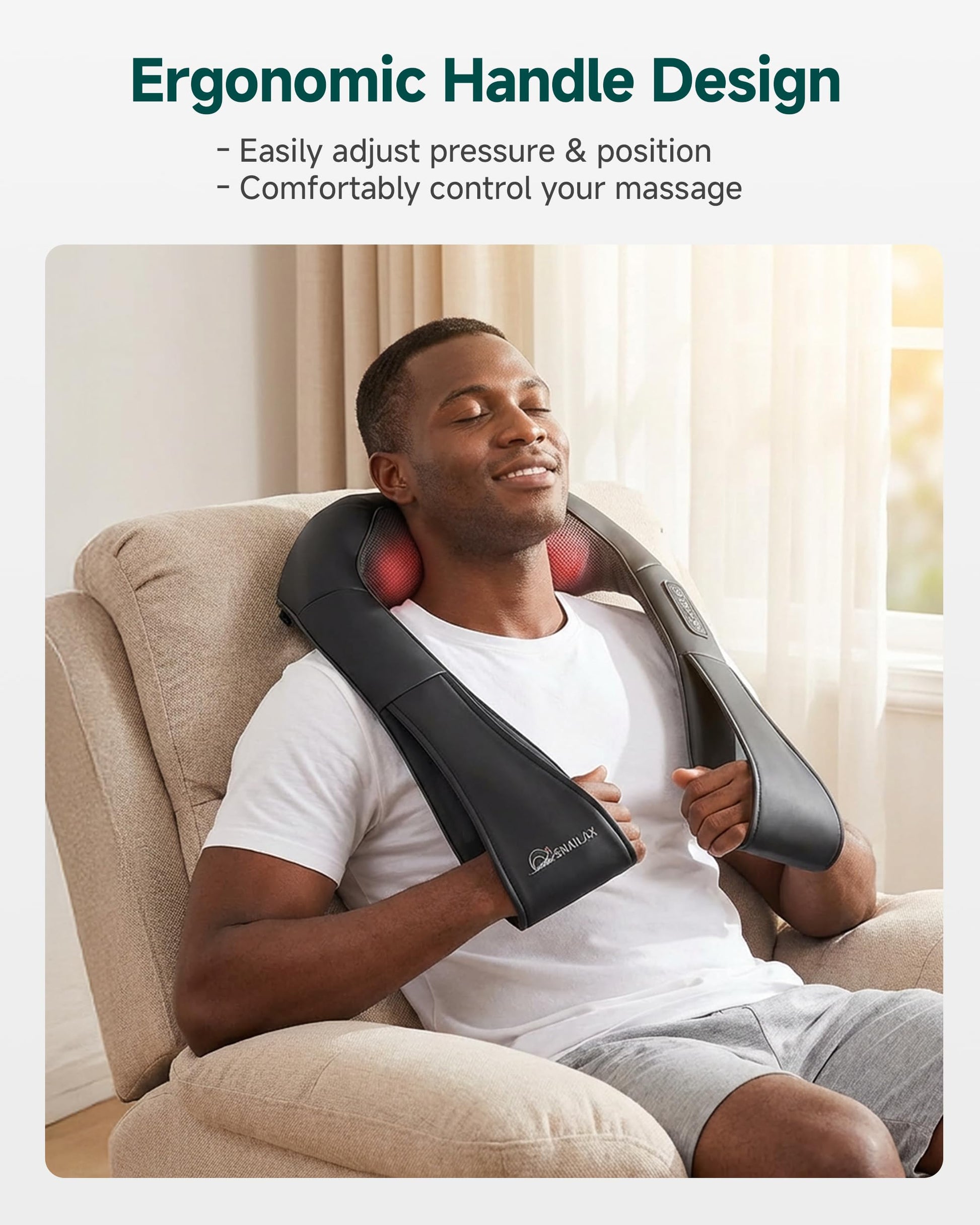 Snailax Shiatsu Neck Massager with Heat, 8 Kneading Nodes for Shoulders 🍁 All In One Marketplace Canada Snailax