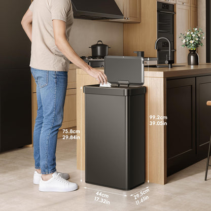 EKO Nova Sensor Trash Can, 21 Gallon/80 Liter Stainless Steel Rectangular Touchless Motion Sensor Trash Can, Matte Black 🍁 All In One Marketplace Canada