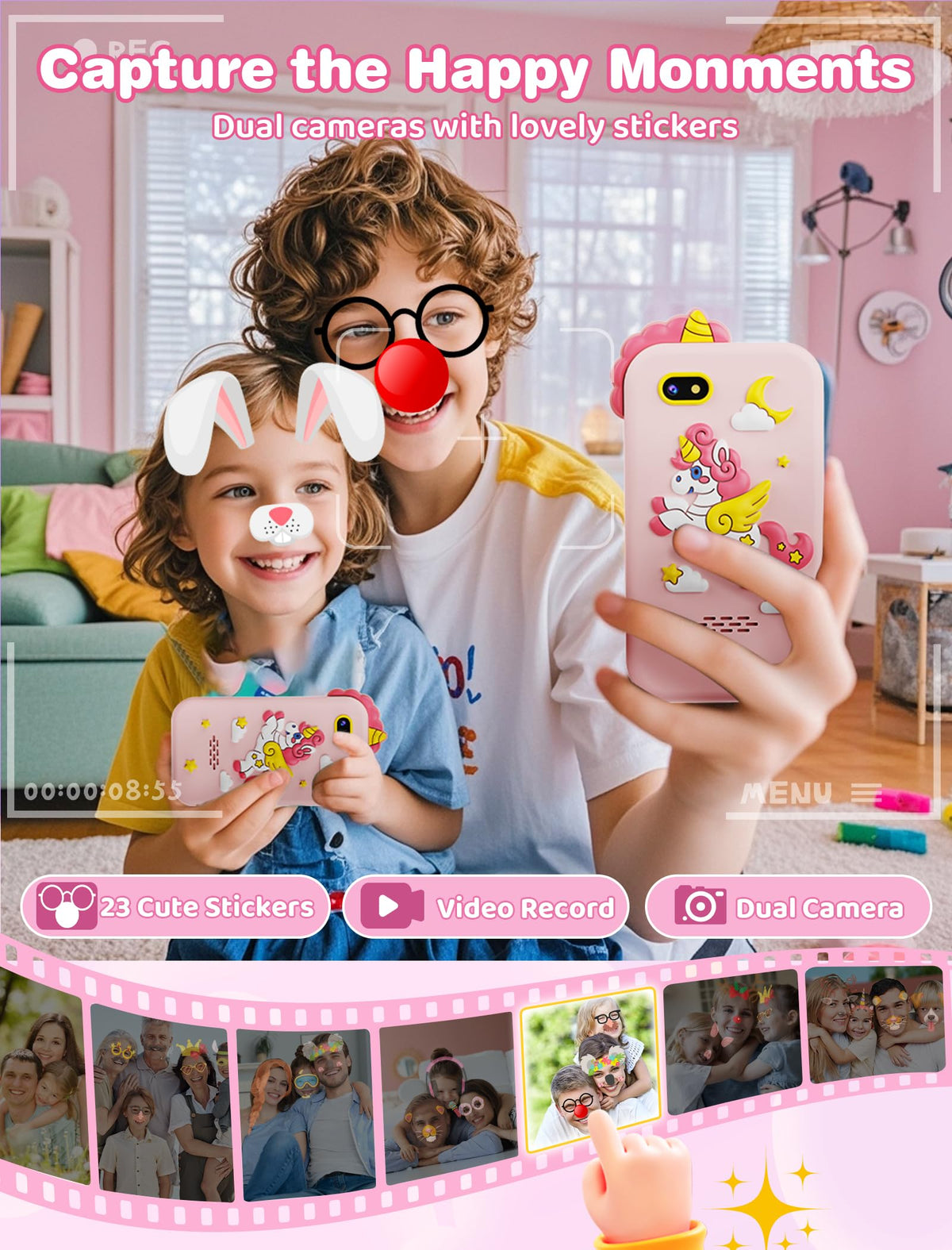 Kikidex Kids Smart Phone for Girls, Perfect Christmas Birthday Gifts for 3-8 Year Old Kids, Touchscreen Learning Play Toy Smartphone with Dual Camera, Puzzle Game, Music Player (Pink) 🍁 All In One Marketplace Canada