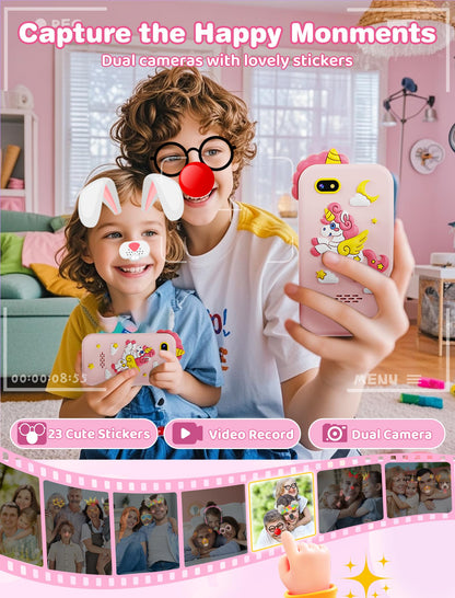 Kikidex Kids Smart Phone for Girls, Perfect Christmas Birthday Gifts for 3-8 Year Old Kids, Touchscreen Learning Play Toy Smartphone with Dual Camera, Puzzle Game, Music Player (Pink) 🍁 All In One Marketplace Canada
