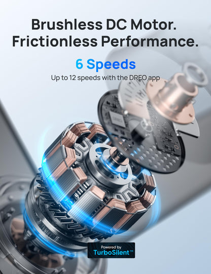 DREO Smart Ceiling Fan with Lights, 52 Inch, 12 Speeds & 3 Fan Modes, Stepless Color Tones, Dimmable LED Light, 12H Timer, Quiet DC Motor, Remote/APP/Alexa Control, White Ceiling Fans Indoor DREO