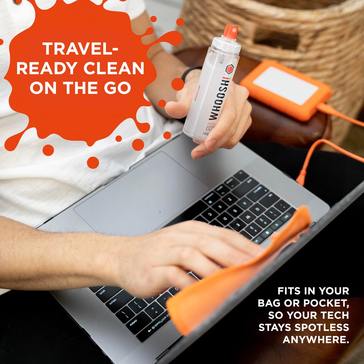 WHOOSH! Screen Shine Duo – Safe & Streak Free Electronics Cleaner for TV, OLED, MacBook, Laptop, Monitor and Car – Eyeglass Cleaner with 100ml + 8ml Bottles and 2 Microfiber Cloths 15x15 cm