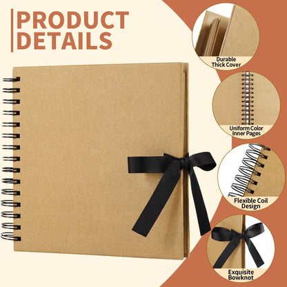 80 Pages Scrapbook Photo Album Brown Kraft Thick Paper Square 20.5x20.5cm DIY Memory Book 250GSM Scrapbooking Kit 15 Rings for Wedding Birthday Christmas PAP21SKP40 🍁 All In One Marketplace Canada