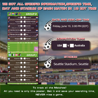 AhfuLife Soccer Schedule Poster 2026, A2 Size-23.3" x 16.5", 2 Pcs Match 2026 Calendar Wall Chart Decorations, Soccer Tournament Wallchart for Fans Home Office Bar Party Decor - Available at All In One Marketplace Canada