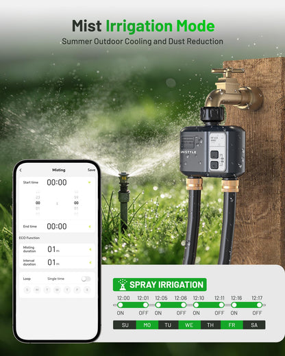 [All-New 2027] 1700FT WiFi Sprinkler Timer 2 Zone, Unistyle Smart Hose Timers Compatible Alexa & Google Voice and App Control, Water Timer for Garden Hose with Auto & Manual Modes for Garden Lawn - Available at All In One Marketplace Canada