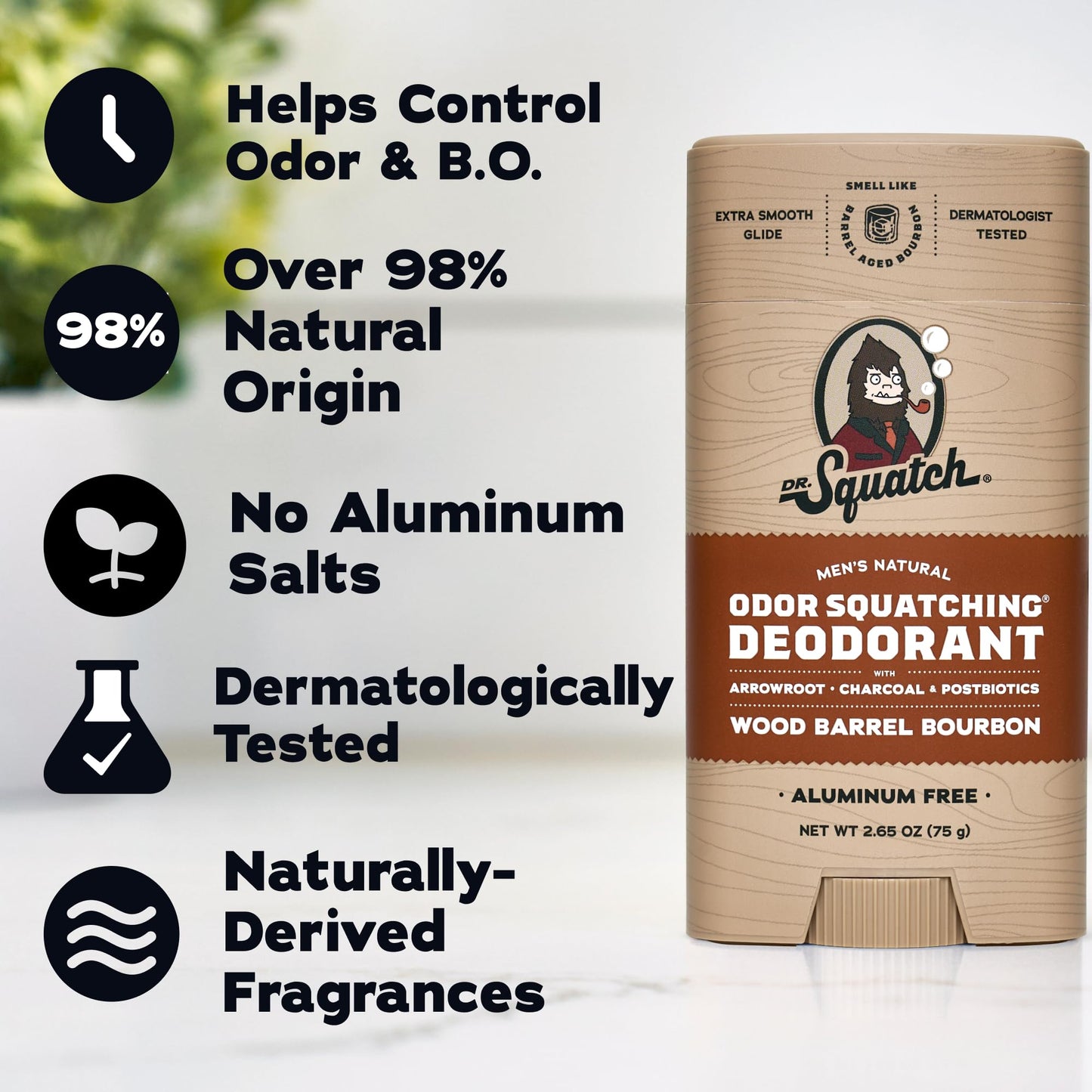 Dr. Squatch Natural Men’s Deodorant – Aluminium Free Natural Deodorant For Men with Charcoal & Postbiotics for 72-Hour Odor Protection – Wood Barrel Bourbon, 2.65oz Stick (2-pack) - Available at All In One Marketplace Canada