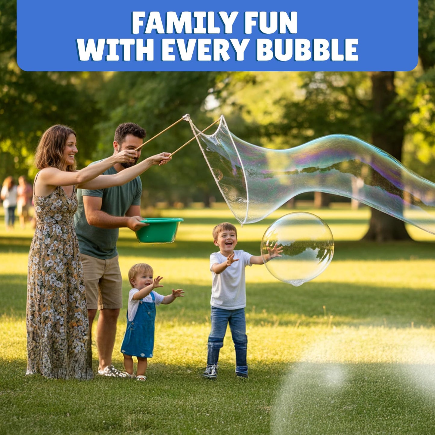 Bubbles for Kids - Giant Bubble Solution, Bubble Wands, Bubbles Powder Mix Makes 896 OZ (7 Gallons) - The Original Mix Kid Safe and Long Lasting Outdoor Toys Fun