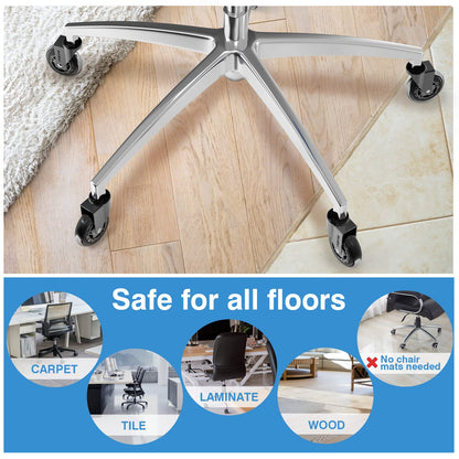 Office Chair Caster Wheels Replacement Rubber Chair Casters (Set of 5), 3 Inch Heavy-Duty Office Chair casters for Hardwood Floors Carpet and Tile Floors Universal fit - Available at All In One Marketplace Canada