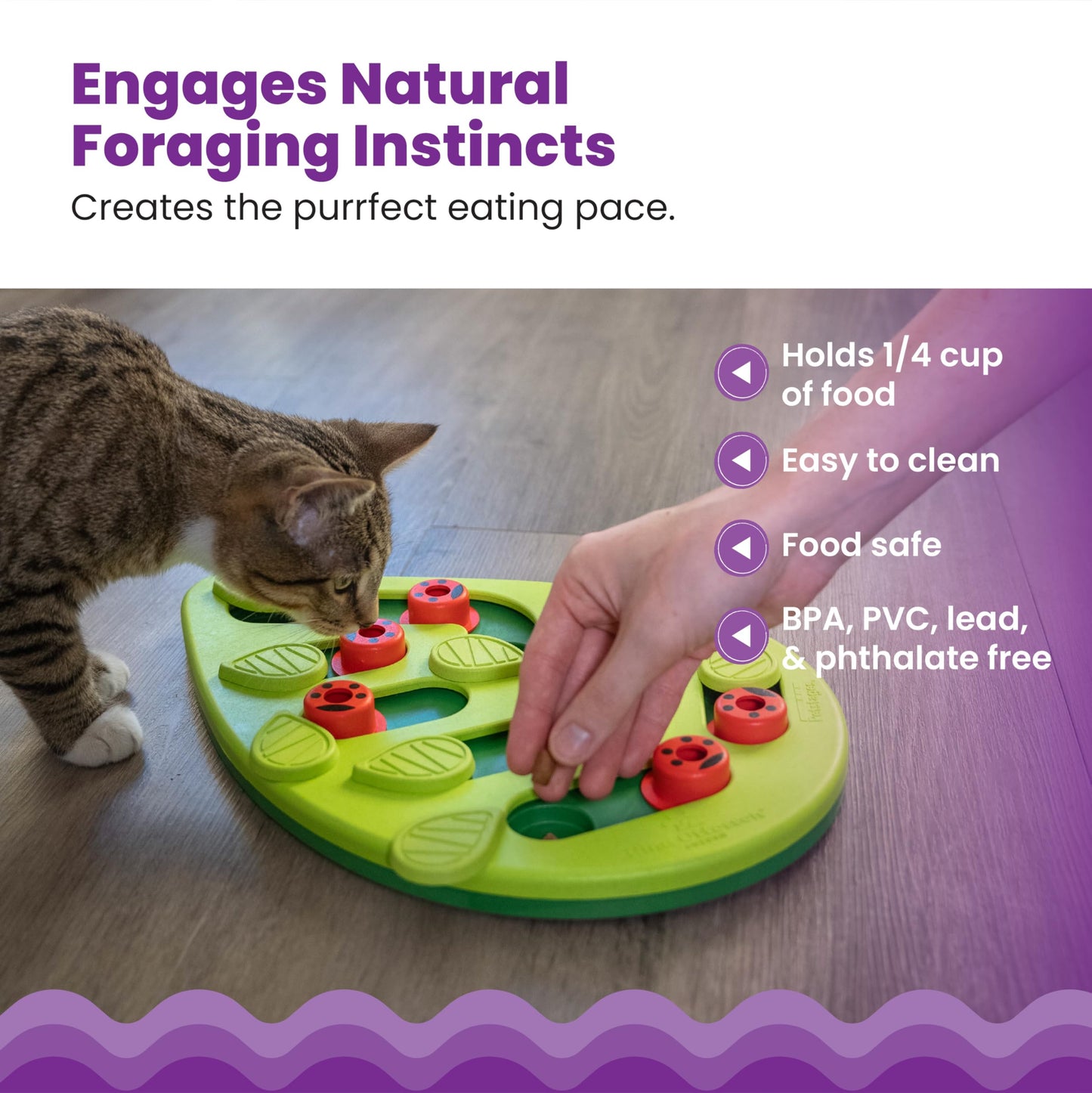 Catstages Buggin' Out Puzzle & Play, Interactive Treat Puzzle Cat Toy, Green - Available at All In One Marketplace Canada