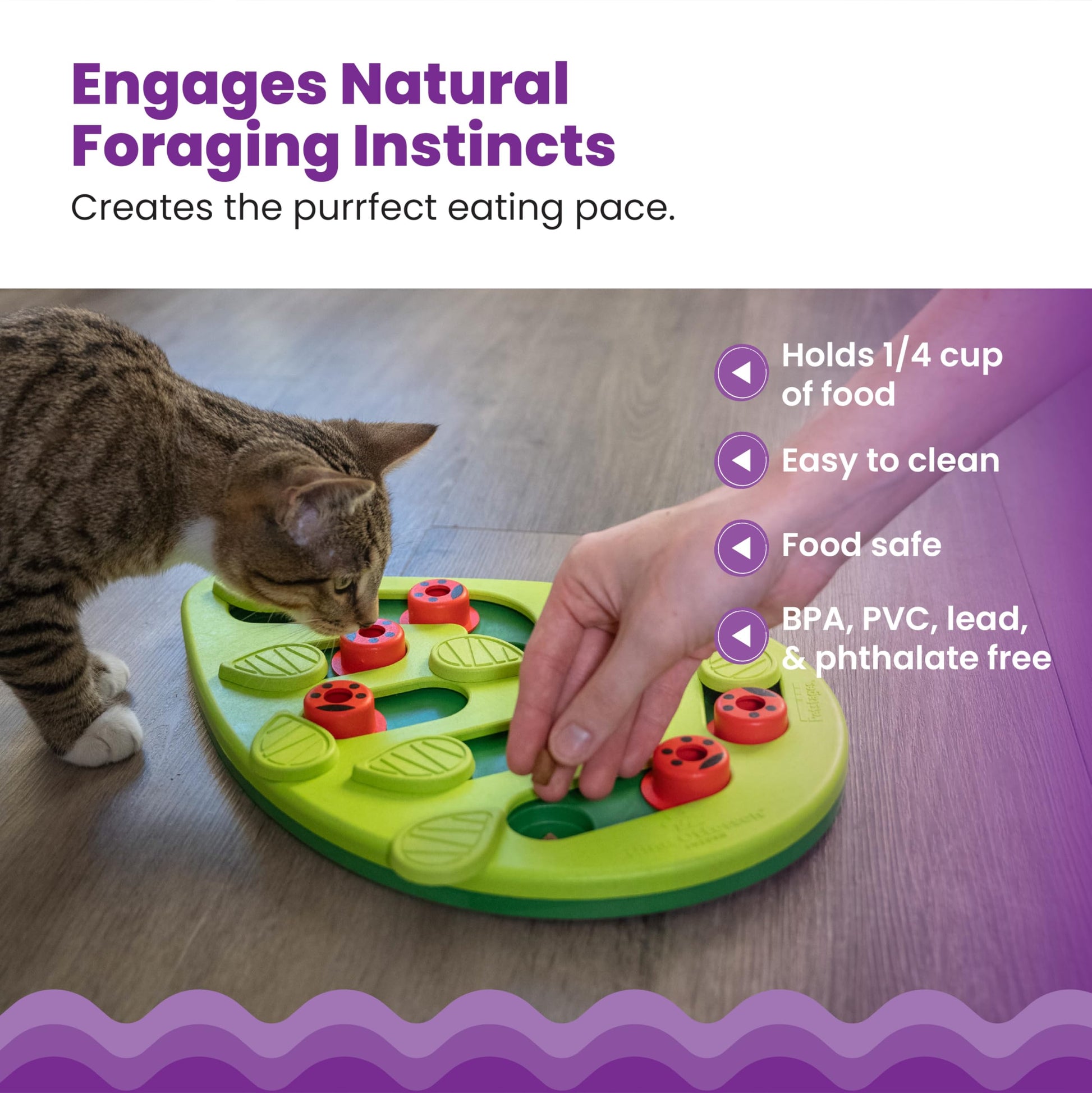 Catstages Buggin' Out Puzzle & Play, Interactive Treat Puzzle Cat Toy, Green - Available at All In One Marketplace Canada