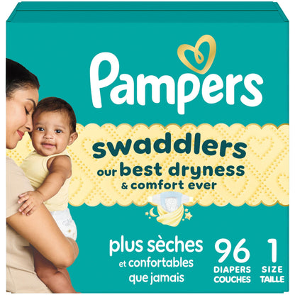 Pampers Swaddlers Diapers, Size S1, Absorbent, Keeps Baby Dry and Comfortable, Skin Safe Disposable Baby Diaper, 1 Pack (Count of 96) 🍁 All In One Marketplace Canada