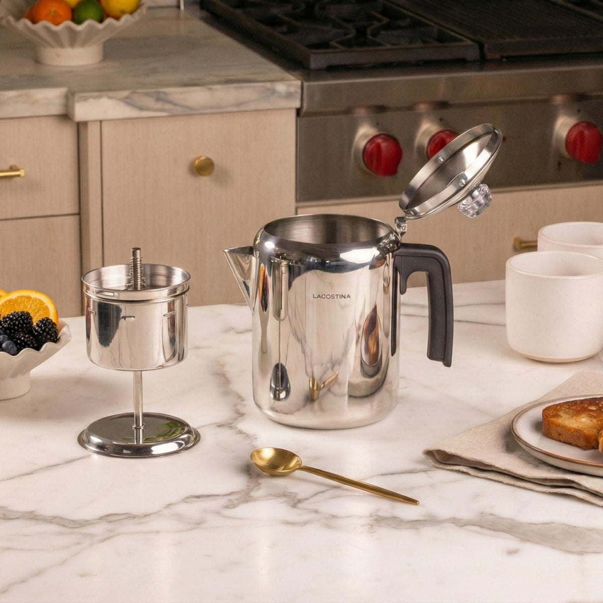 Lagostina Stainless Steel Coffee Percolator, 8-Cup Stovetop Coffee Maker
