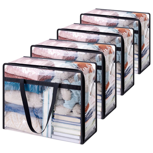 Lifewit 4 Pack Clear Clothes Storage Bags, 40L Plastic Blanket Storage Bags, Vinyl Foldable Moving Bags with Zipper, Closet Organizers and Storage Containers for Bedding, Duvet, Comforter - Available at All In One Marketplace Canada