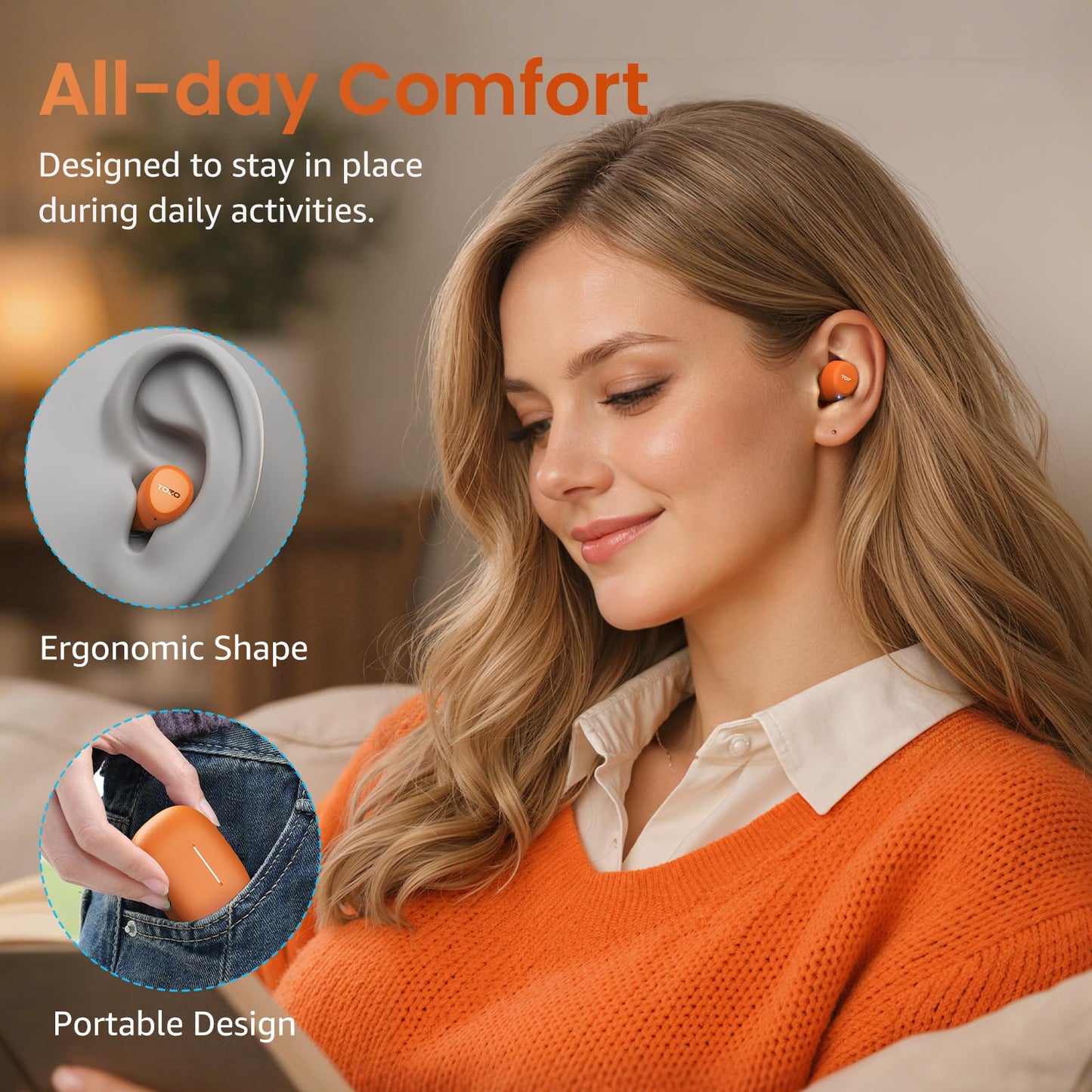 TOZO A1 Wireless Earbuds Bluetooth 5.3 Light Weight in Ear IPX5 Waterproof Headphones 2 Mic for AI Calls, Immersive Premium Sound Bass Headset with Charging Case, 32 Presets EQ Customization via App