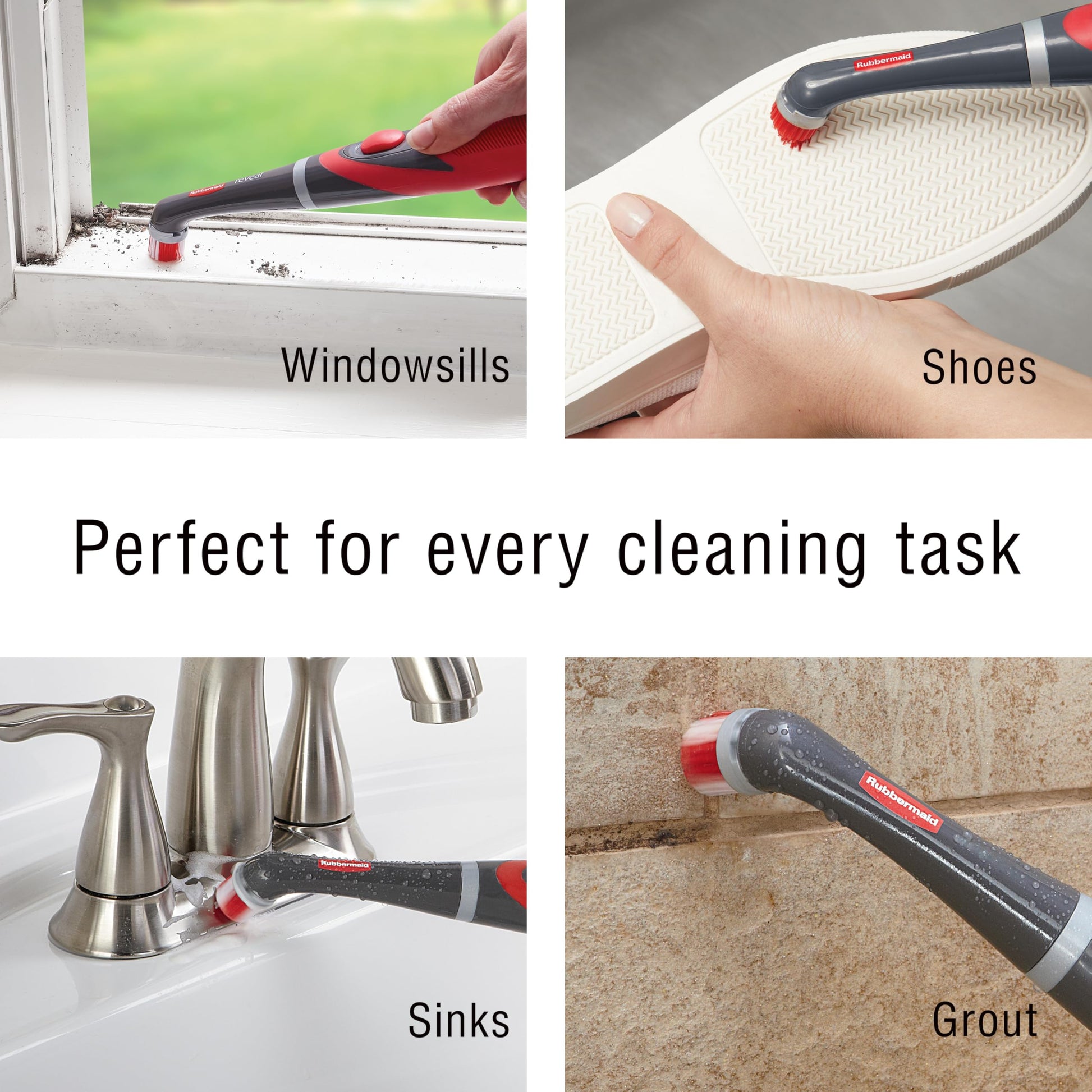 Rubbermaid Reveal Power Scrubber, Grout & Tile Bathroom Cleaner, Shower Cleaner, and Bathtub Cleaner, Multi-Purpose Scrub Brush - Available at All In One Marketplace Canada