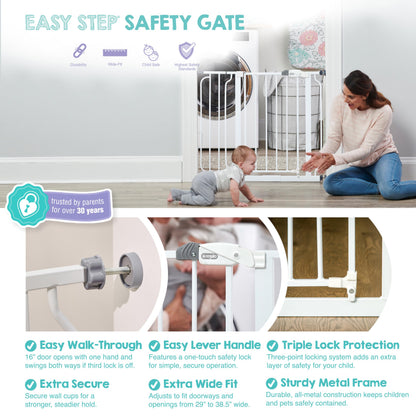 Regalo Easy Step 38.5-Inch (97.75cm) Extra Wide Baby Gate, Award Winning Brand, Includes 6-Inch (15.25cm) Extension Kit, 4 Pack Pressure Mount Kit and 4 Pack Wall Mount Kit