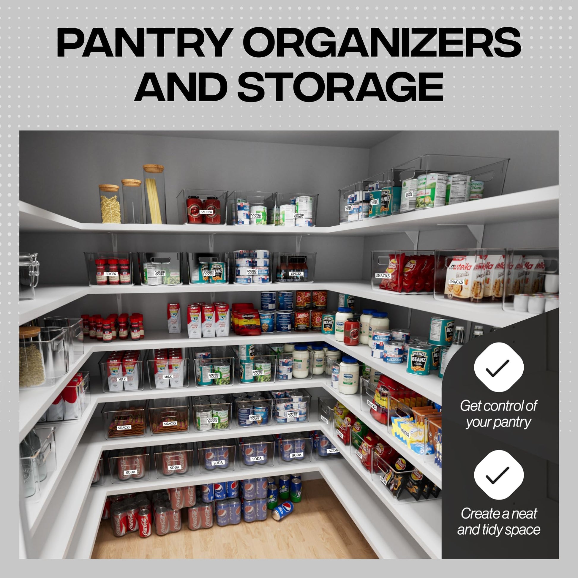 ClearSpace Clear Plastic Storage Bins – Pantry Organizers & Storage Containers, Cabinet Organizer - Home Organization Must Haves for Kitchen, Laundry Room, Office, Closet, Garage & Freezer - Available at All In One Marketplace Canada