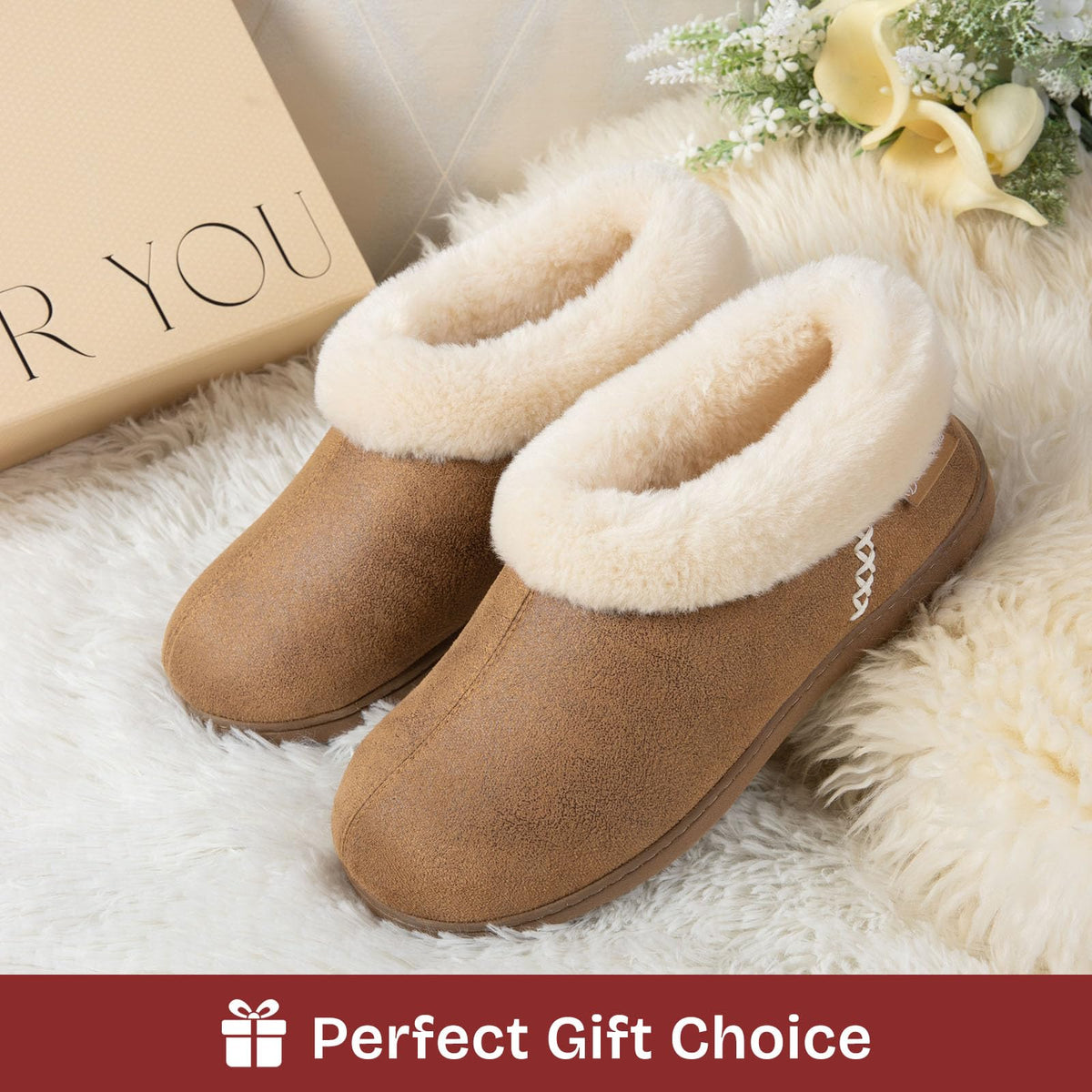 EverFoams Women's Microsuede Winter Slippers House Shoes Tan, 7-8 US 🍁 All In One Marketplace Canada