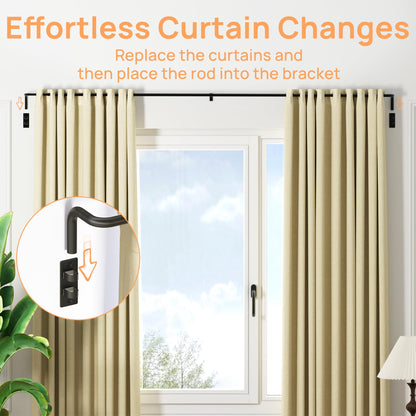 upsimples Blackout Curtain rods for windows 48 to 84 inch, Wrap Around Room Darkening Curtain Rod for Bedroom, Living Room, Adjustable from 30 to 86 Inches - Available at All In One Marketplace Canada