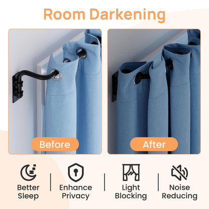 upsimples Blackout Curtain rods for windows 48 to 84 inch, Wrap Around Room Darkening Curtain Rod for Bedroom, Living Room, Adjustable from 30 to 86 Inches - Available at All In One Marketplace Canada