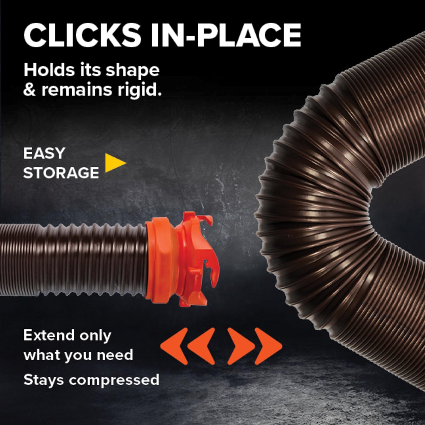 Camco RhinoFLEX 15' Camper/RV Sewer Hose Kit — Includes 4-in-1 Adapter, Clear Elbow, & Caps — Connects to 3″ Slip & 3″, 3 1/2″, 4″ NPT Threaded Sewer Connections (39770)