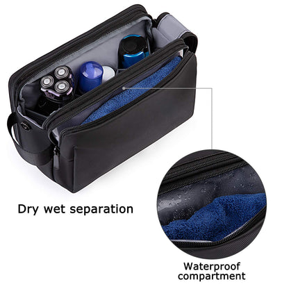 BAGSMART Toiletry Bag for Men, Travel Toiletry Organizer Dopp Kit Water-resistant Shaving Bag for Toiletries Accessories, Door Room Essentials, Black-medium