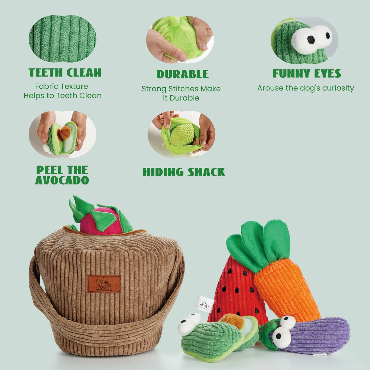 Nocciola 15 Pack Grocery Bag Fruits and Vegetables Crinkle Dog Squeaky Toys, Small Dog Toys for Aggressive Chewers, Durable Plush Christmas Dog Toys for Small Medium Size Dogs, Puppy Dog Chew Toys 🍁 All In One Marketplace Canada