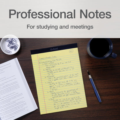 Oxford Legal Pads, 8.5 x 11 Inch, Wide Ruled, Yellow Paper, 50 Sheets per Pad, 12-Pack Notepads for School, Office, Lists, and Note Taking, Letter Size, Double-Sided Writing Pages Oxford