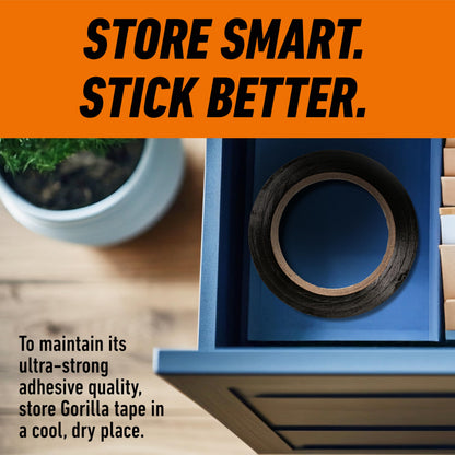 Gorilla Tape, Duct Tape, Utility Tape, Triple Layer Strength, Indoor & Outdoor, Weather Resistant Shell, 1.88 in x 50 yd, Black, (Pack of 1) GORILLA