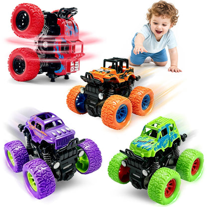 Monster Truck Toys, 4 Pack Friction Powered Toy Cars Push and Go Truck Toys for Toddlers Kids Ages 2-4 3-5 4-7 Best Christmas Birthday Gift Party Favors for Boys and Girls 2 3 4 5 6 7 Year Old 🍁 All In One Marketplace Canada