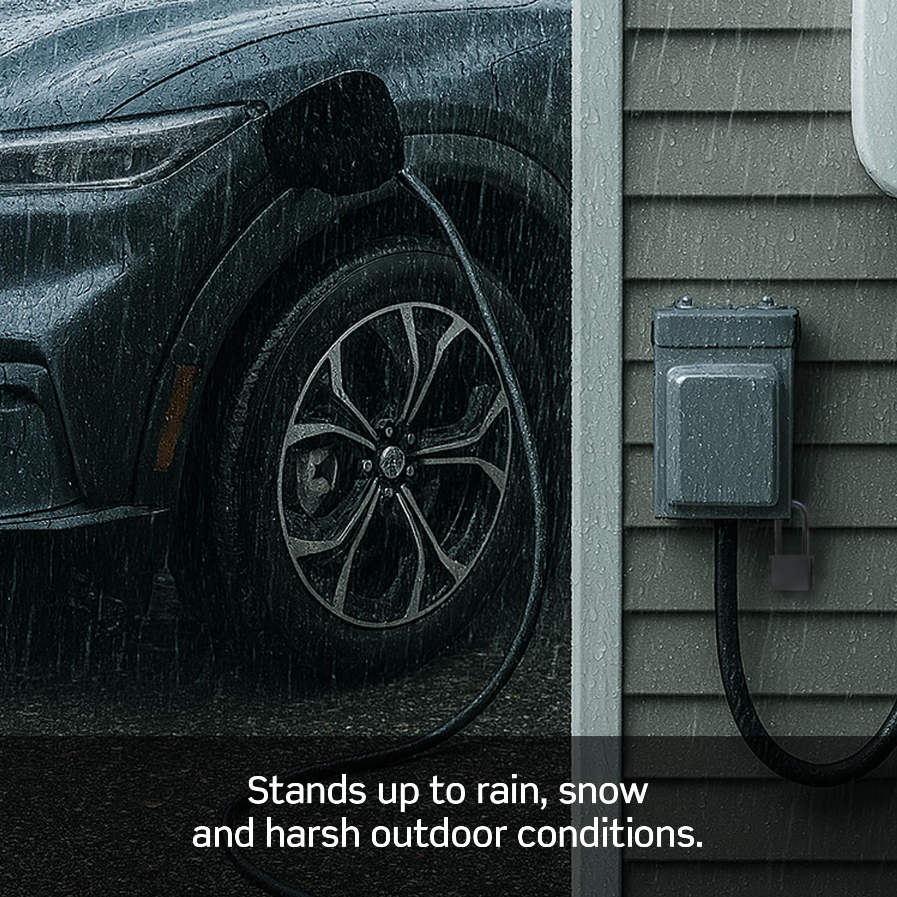 Leviton 50A Outdoor EV Charging Outlet with Metal Weather-Resistant Cover, Surface Mount, EVCVM-050, Gray Leviton