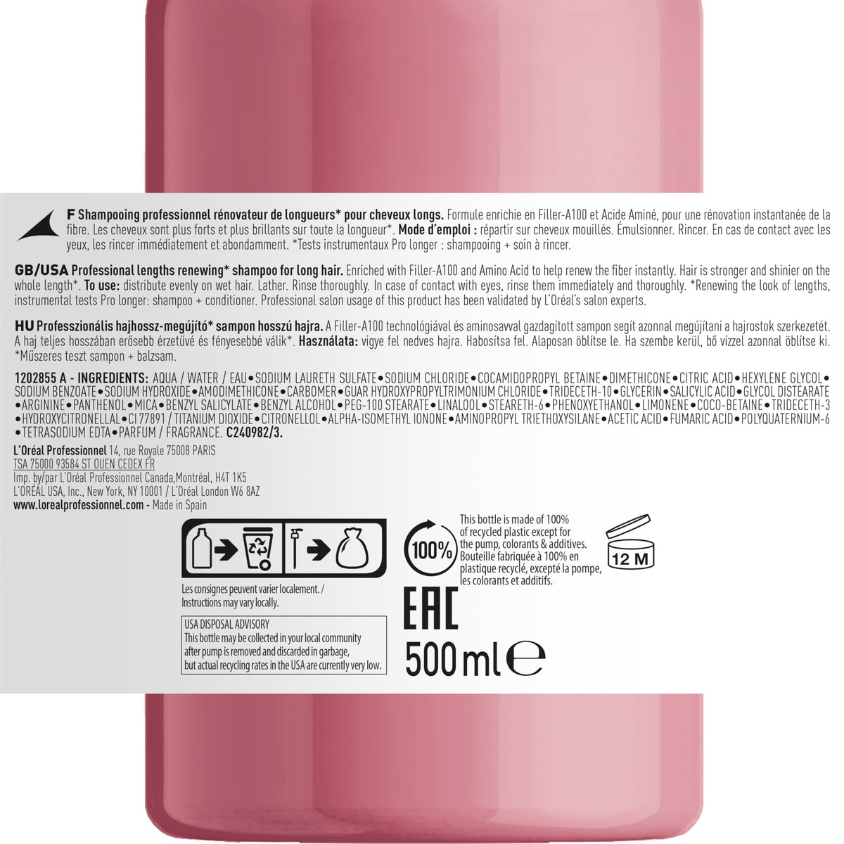 L'Oréal Professionnel Pro Longer Shampoo for Long Hair, 500 mL
