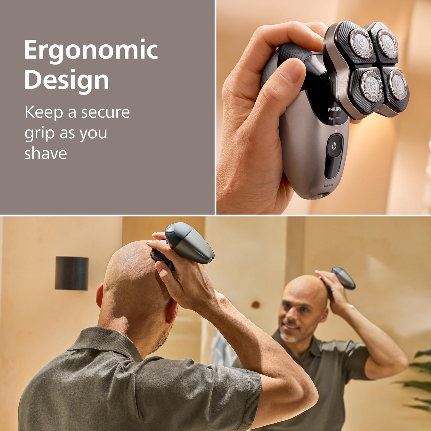 Philips Head Shaver Pro 7000 Series - Skull Shaver For Men and Women, 360° Flexing Head & ComfortCut Blades for Clean Shave, Gentle on Skin, Model HS7980/28 - Available at All In One Marketplace Canada