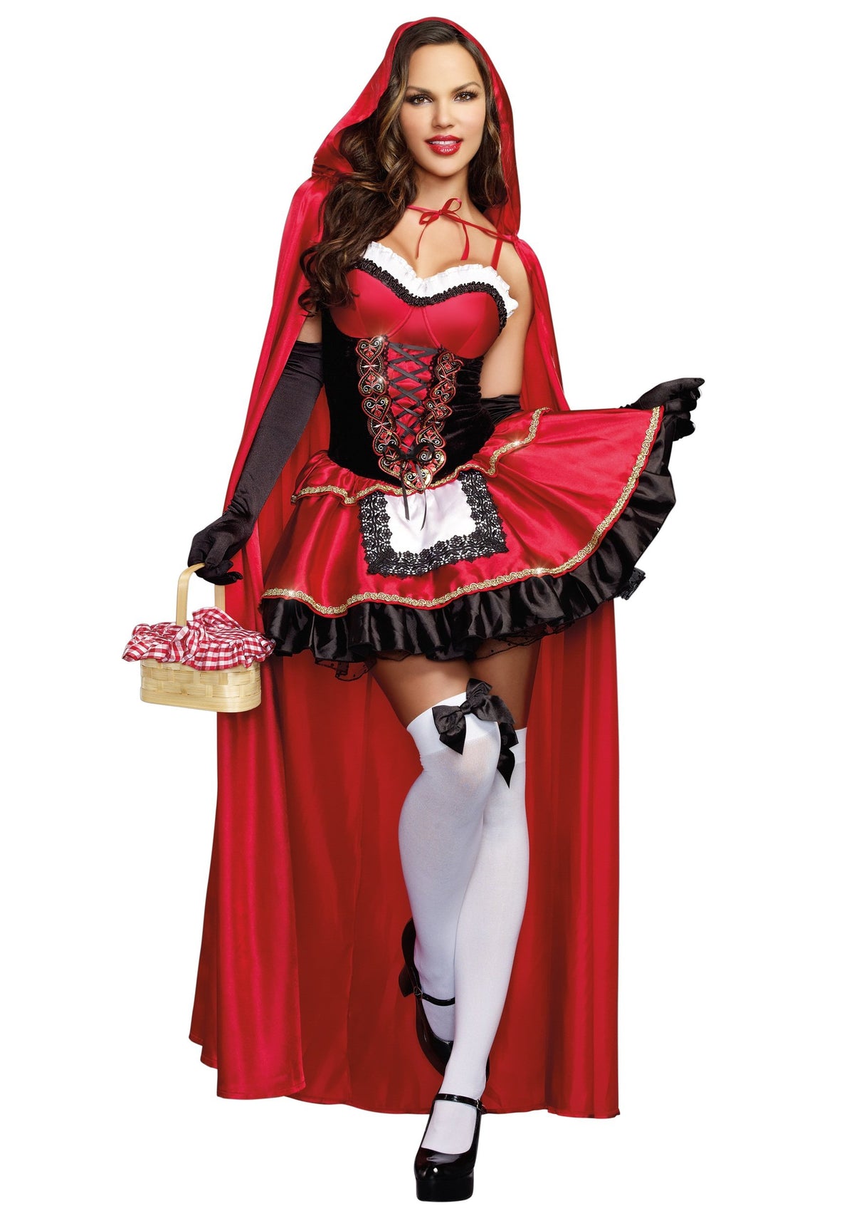 Costume de Petit Chaperon rouge pour femme Dreamgirl, mode Halloween pour adulte, rouge, noir, très petit (XS)
