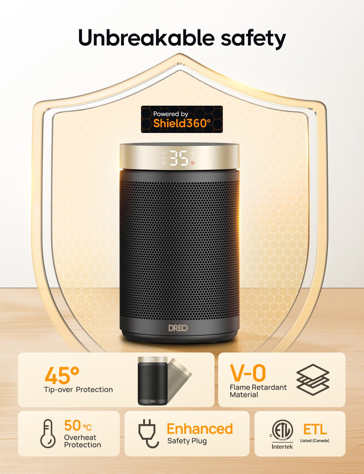 DREO Space Heater for Indoor Use, 1500W PTC Ceramic Safety Heater with Thermostat for Bedroom Home Office, Portable Electric Heaters with Remote, 3 Modes, Overheat & Tip Over Protection, 12H Timer - Available at All In One Marketplace Canada