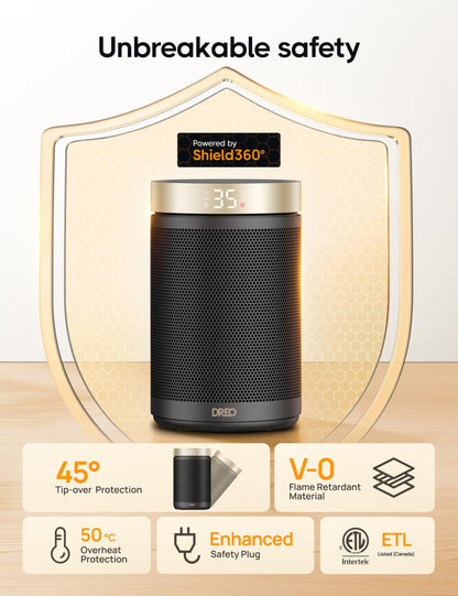 DREO Space Heater for Indoor Use, 1500W PTC Ceramic Safety Heater with Thermostat for Bedroom Home Office, Portable Electric Heaters with Remote, 3 Modes, Overheat & Tip Over Protection, 12H Timer - Available at All In One Marketplace Canada