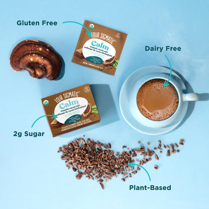 Four Sigmatic Calm Mushroom Cacao Mix | Organic Instant Cacao with Organic Reishi Mushroom Powder | Supports Calm & Relaxation | Drink it or Bake with it | Vegan, Gluten-Free, Dairy-Free | 10 Count Four Sigmatic