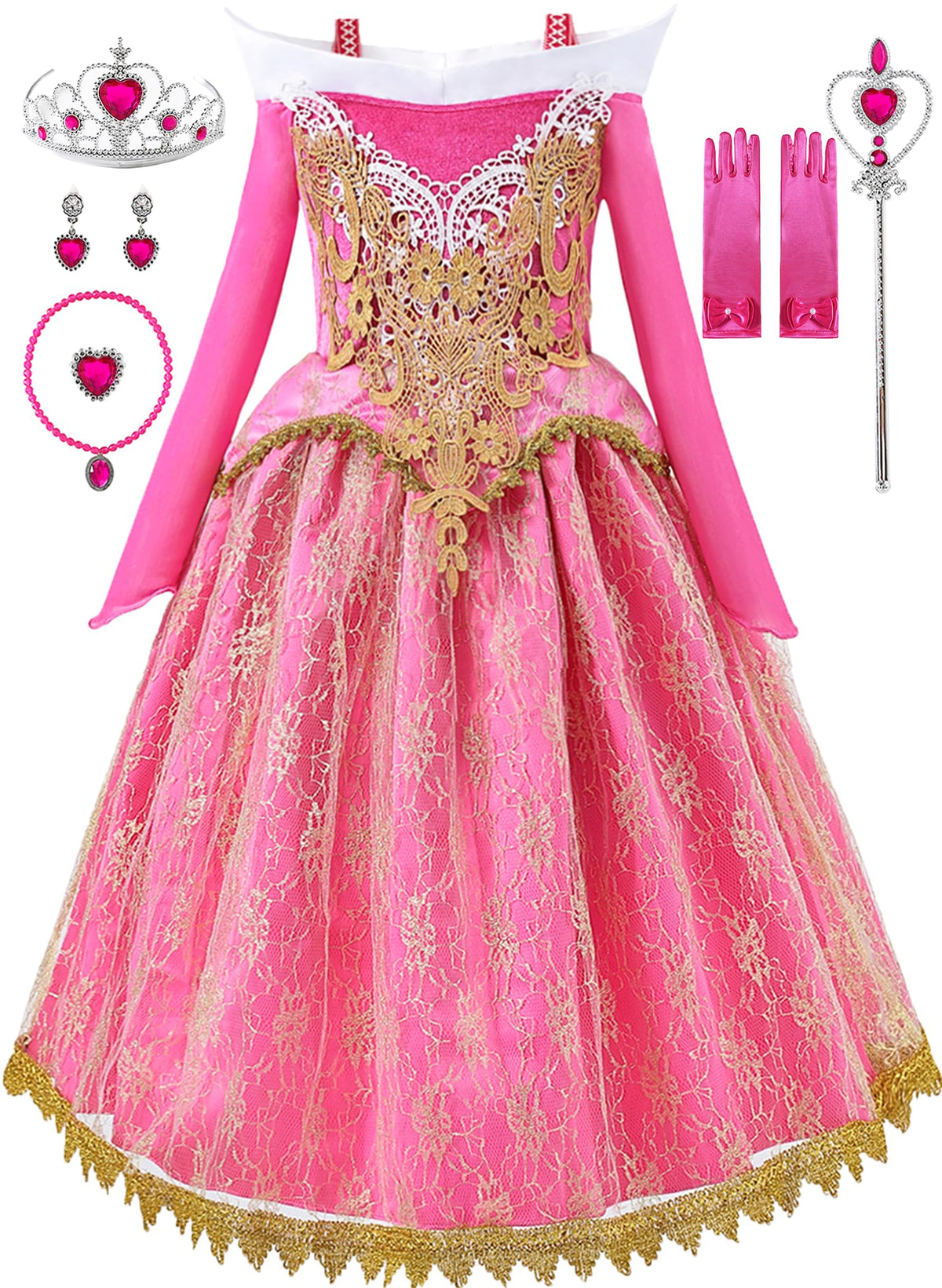 Aoiviss Princess Costume for Girls Toddler Pink Princess Dress Up Outfit 🍁 All In One Marketplace Canada