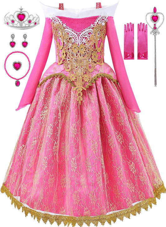 Aoiviss Princess Costume for Girls Toddler Pink Princess Dress Up Outfit 🍁 All In One Marketplace Canada