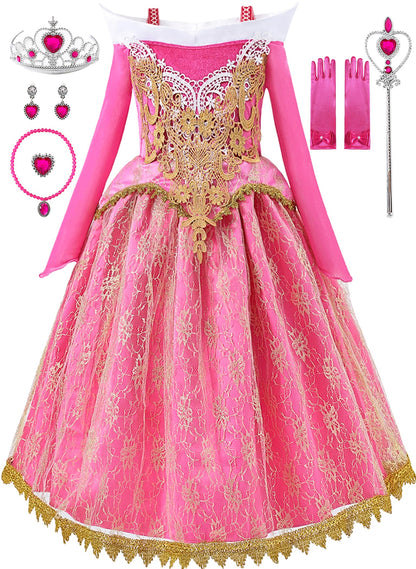 Aoiviss Princess Costume for Girls Toddler Pink Princess Dress Up Outfit 🍁 All In One Marketplace Canada