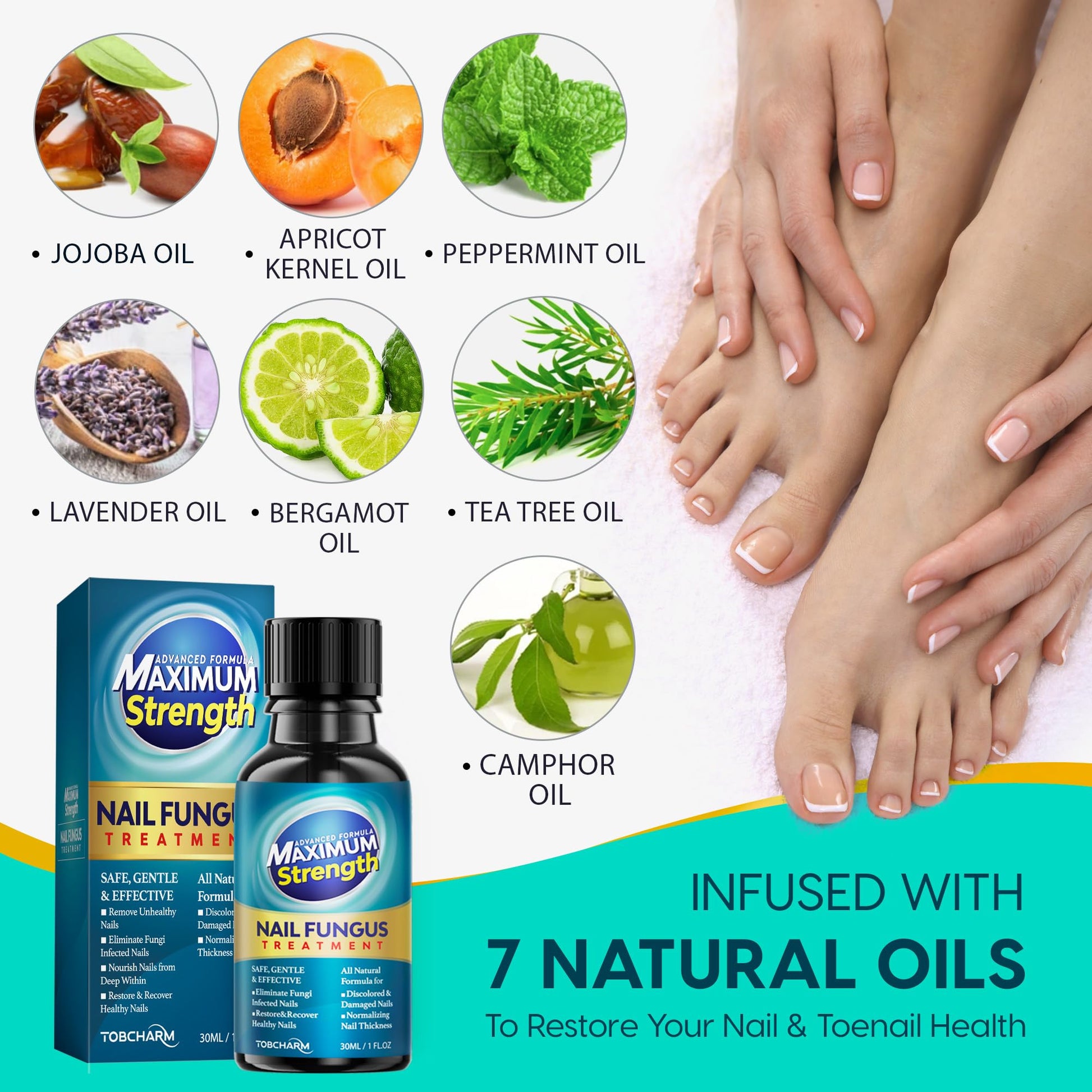 Tobcharm Nail Fungus Treatment for Toenails, Toe Nail Fungus Treatment, Nail Fungus Treatment, Toenail Fungus Treatment, Toe Fungus Treatment Extra Strength, Fungus Nail Killer, Nail Antifungal, Fungal Nail Treatment for Fingernails (30ml)